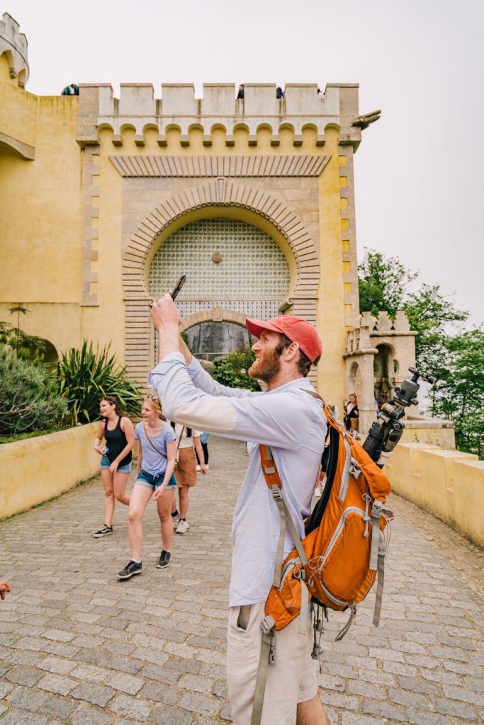 Vibrant tiled walls and Moorish archways at Pena Palace in Sintra