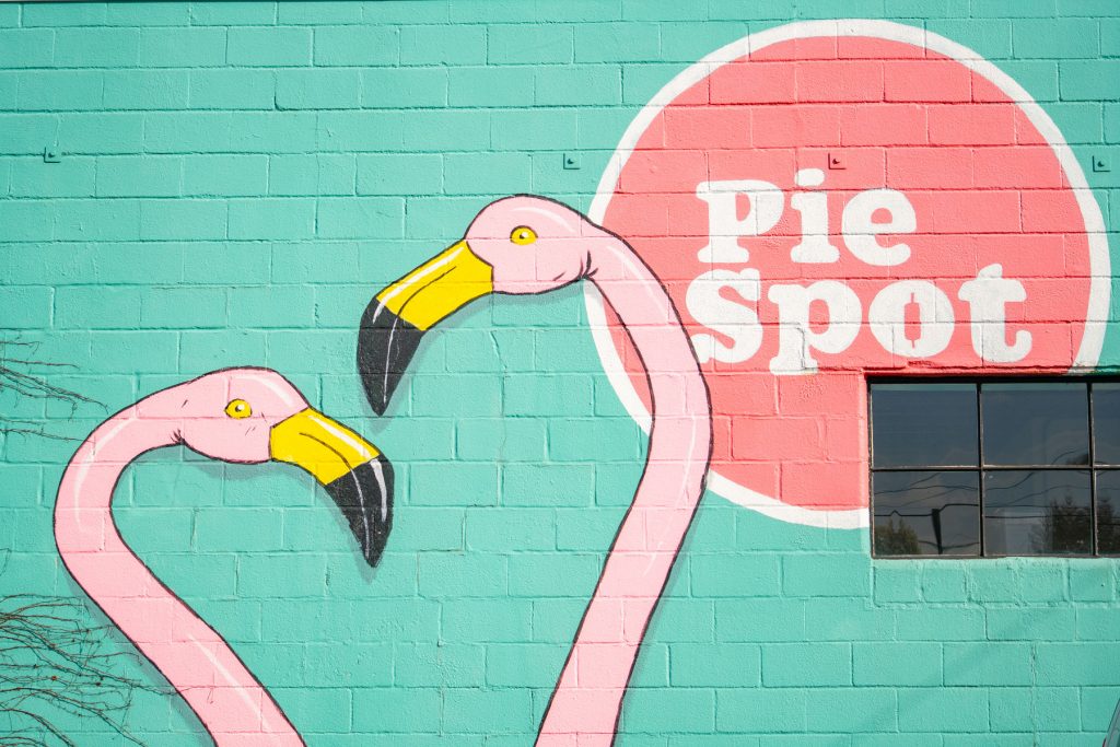 flamingo mural in Portland
Pie Spot