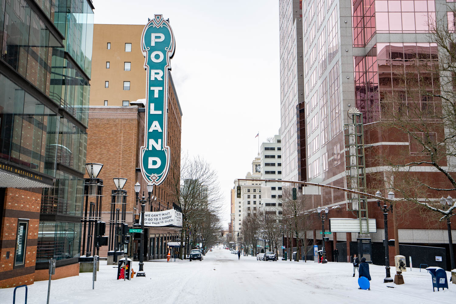 Portland in snow