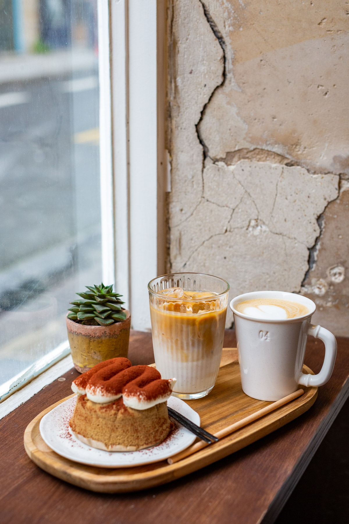 Cafe Jirisan Tiramisu Cheesecake, Iced Coffee and Cappuccino 
Best Cafes in Paris