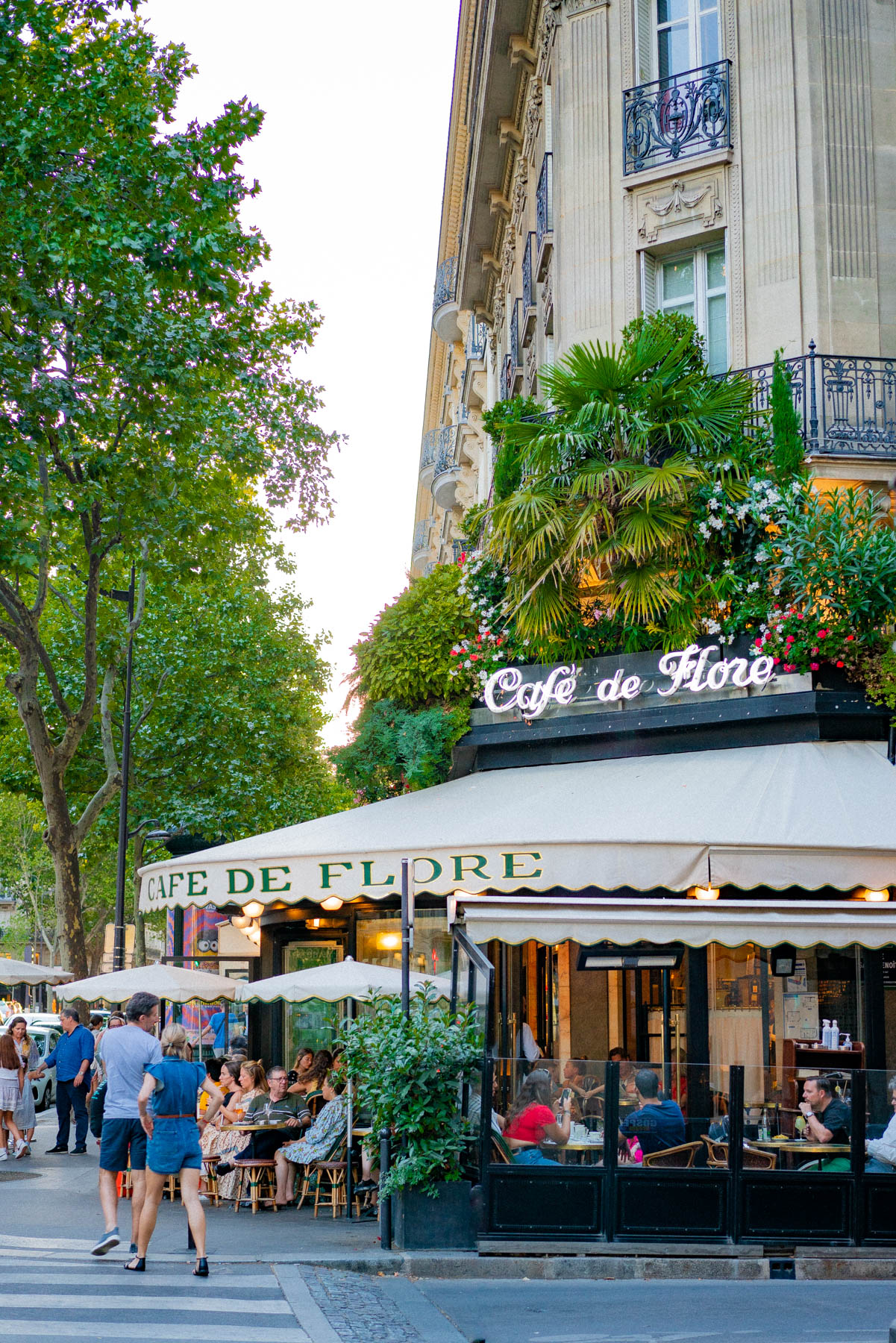 Cafe des Flore Exterior at Sunset Best Cafes in Paris