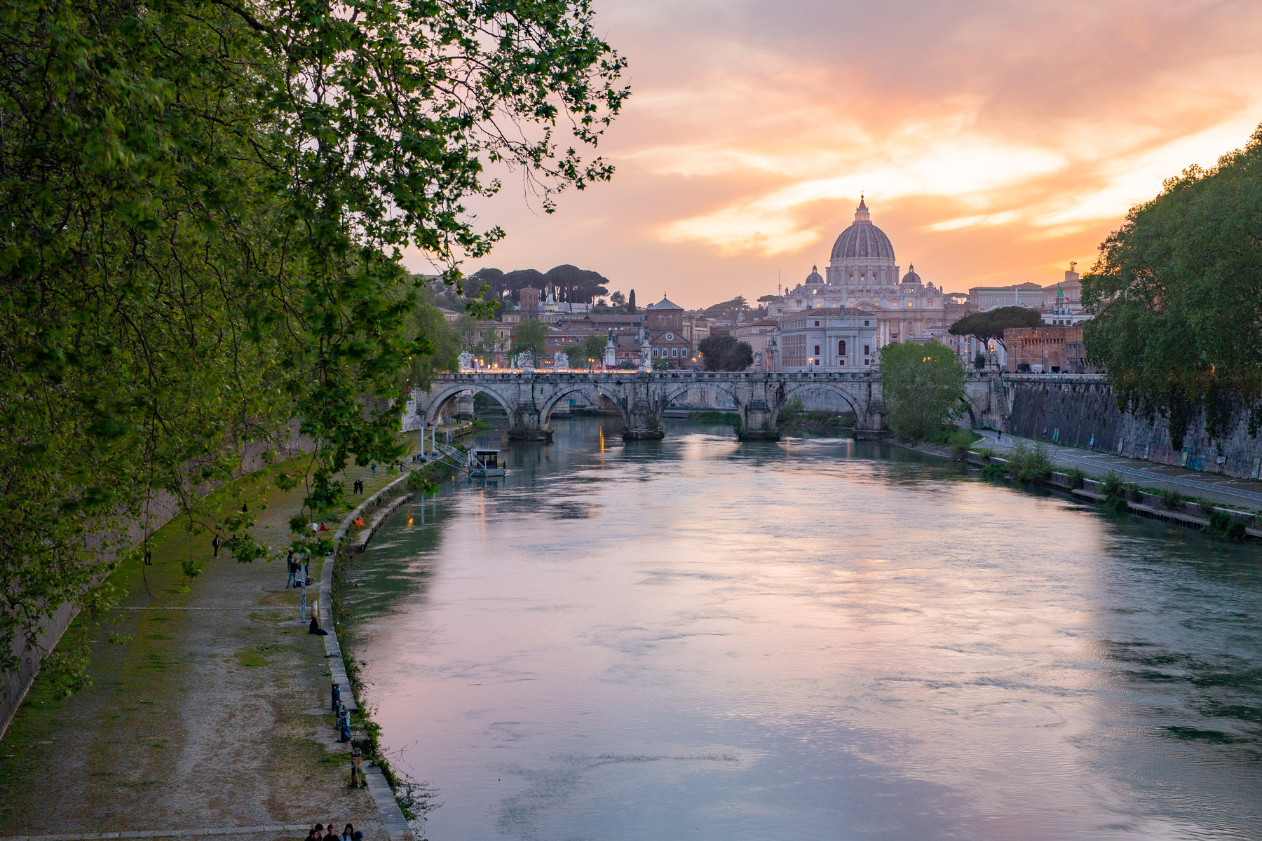 View from Ponte Umberto I in Rome Italy during sunset Best viewpoints in Rome Italy