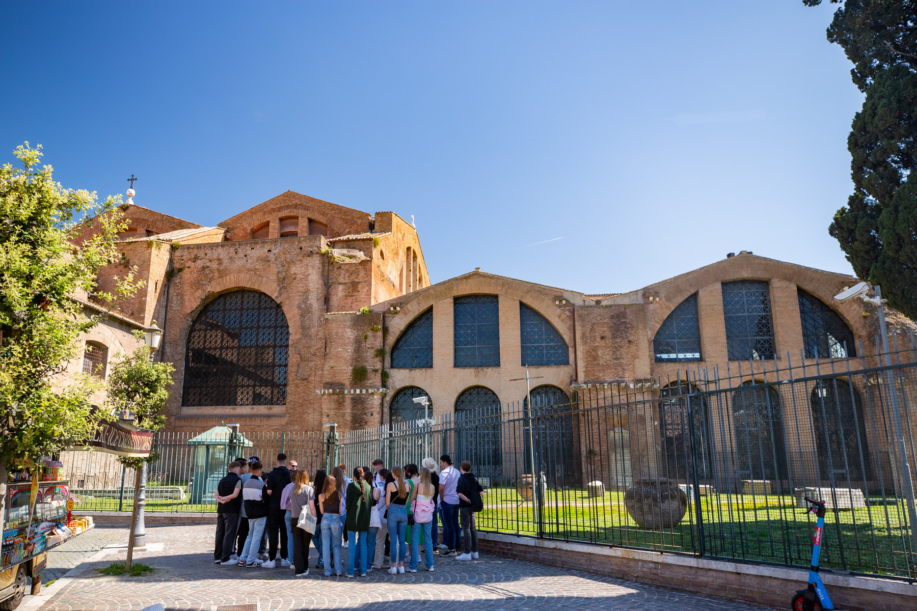 Baths of Diocletian exterior with a tour group, best museums in Rome