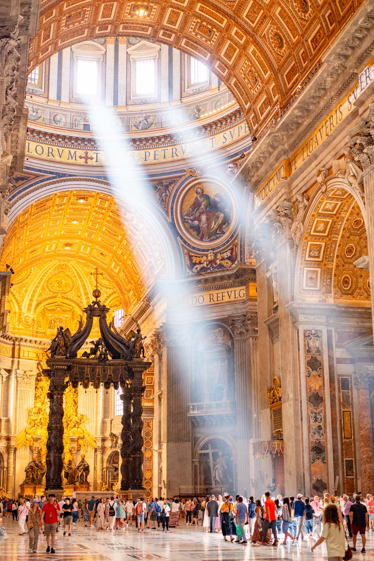 Vatican light beams inside Saint Peter's Basilica