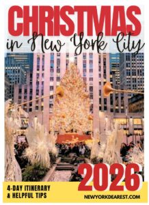 Cover of Antonina's Christmas in New York City 2026 guide, a 4-day itinerary, with the Rockefeller Center Christmas tree and the trumpeting angels